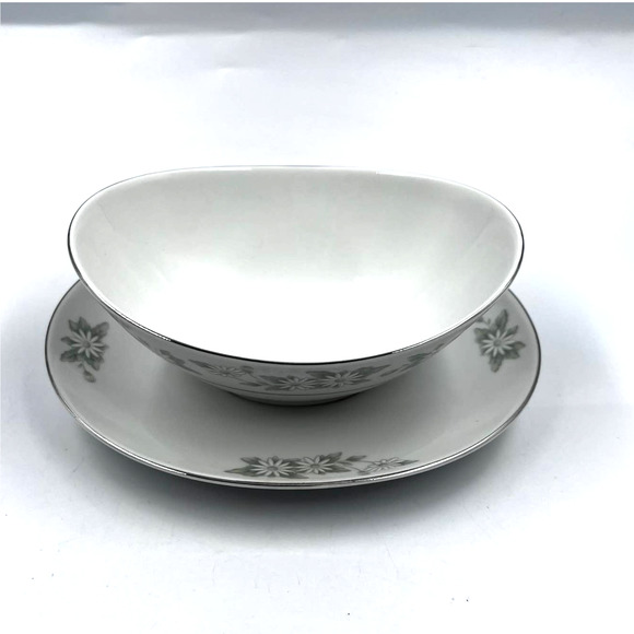 Mikasa Vintage Gravy Boat Bowl On Plate Set Daisy Pattern China Piece - Picture 1 of 11